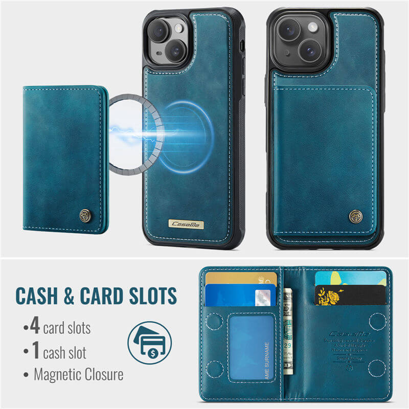 CaseMe iPhone 13 2-in-1 Magnetic Wallet Case with RFID Blocking