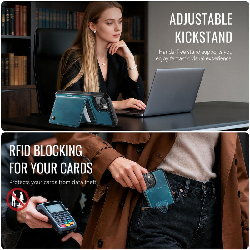 CaseMe iPhone 13 2-in-1 Magnetic Wallet Case with RFID Blocking