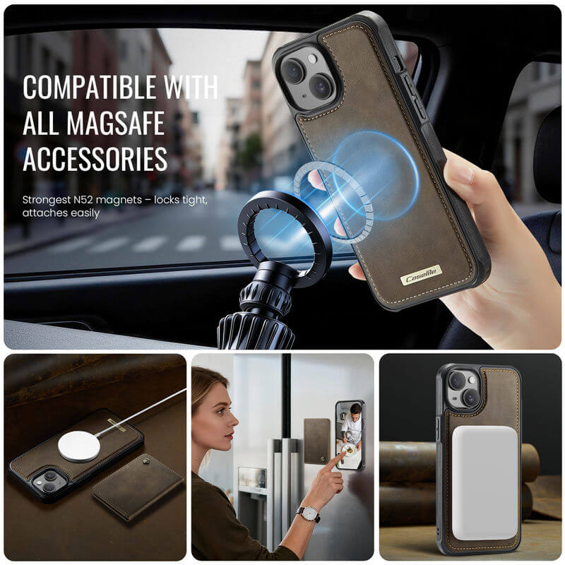 CaseMe iPhone 14 2-in-1 Magnetic Wallet Case with RFID Blocking