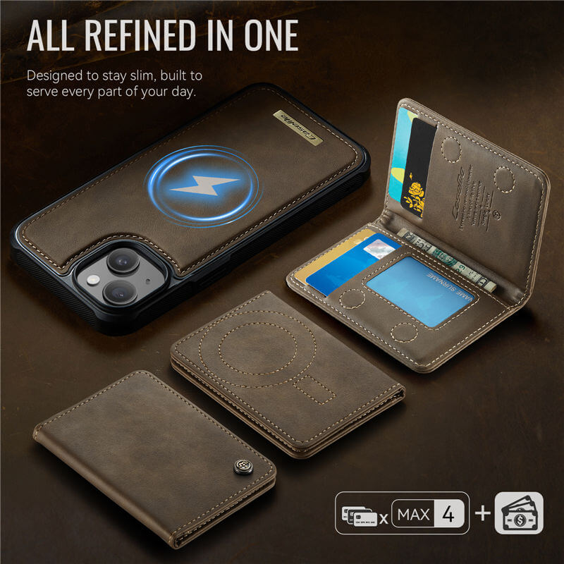 CaseMe iPhone 14 2-in-1 Magnetic Wallet Case with RFID Blocking