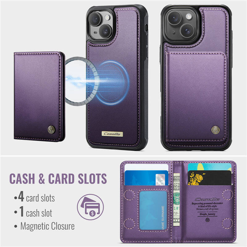 CaseMe iPhone 13 2-in-1 Magnetic Wallet Case with RFID Blocking