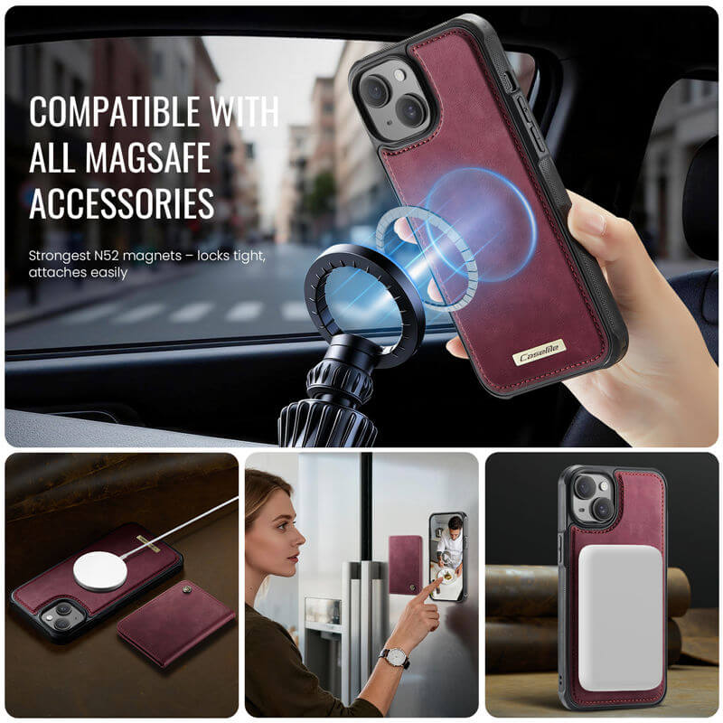 CaseMe iPhone 14 2-in-1 Magnetic Wallet Case with RFID Blocking