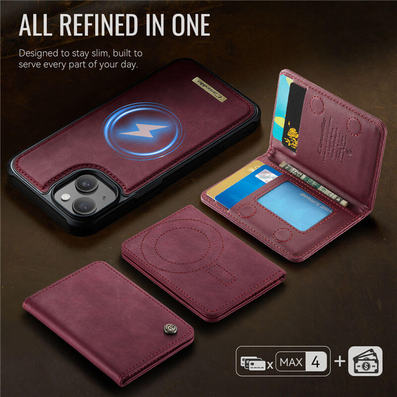 CaseMe iPhone 14 2-in-1 Magnetic Wallet Case with RFID Blocking