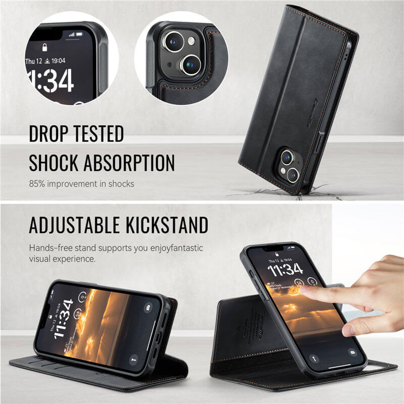 CaseMe iPhone 15 2-in-1 MagSafe Wallet Case with RFID Blocking