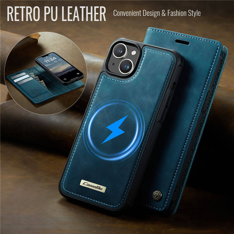 CaseMe iPhone 15 2-in-1 MagSafe Wallet Case with RFID Blocking