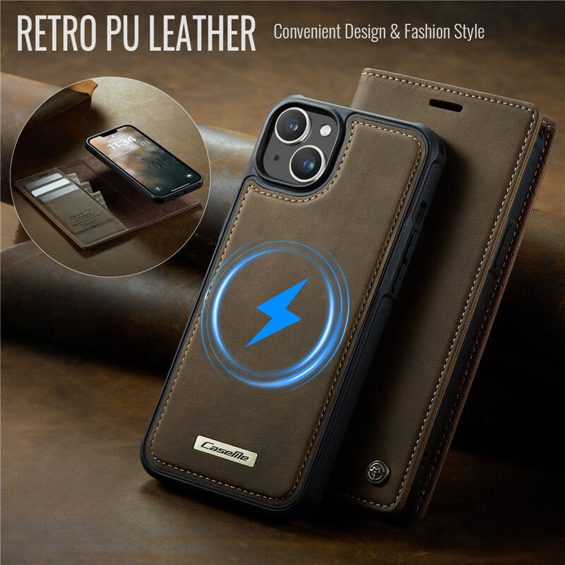 CaseMe iPhone 15 2-in-1 MagSafe Wallet Case with RFID Blocking