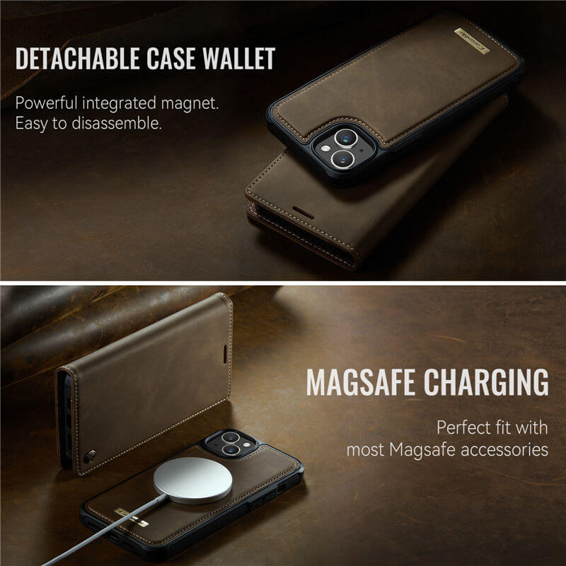CaseMe iPhone 15 2-in-1 MagSafe Wallet Case with RFID Blocking