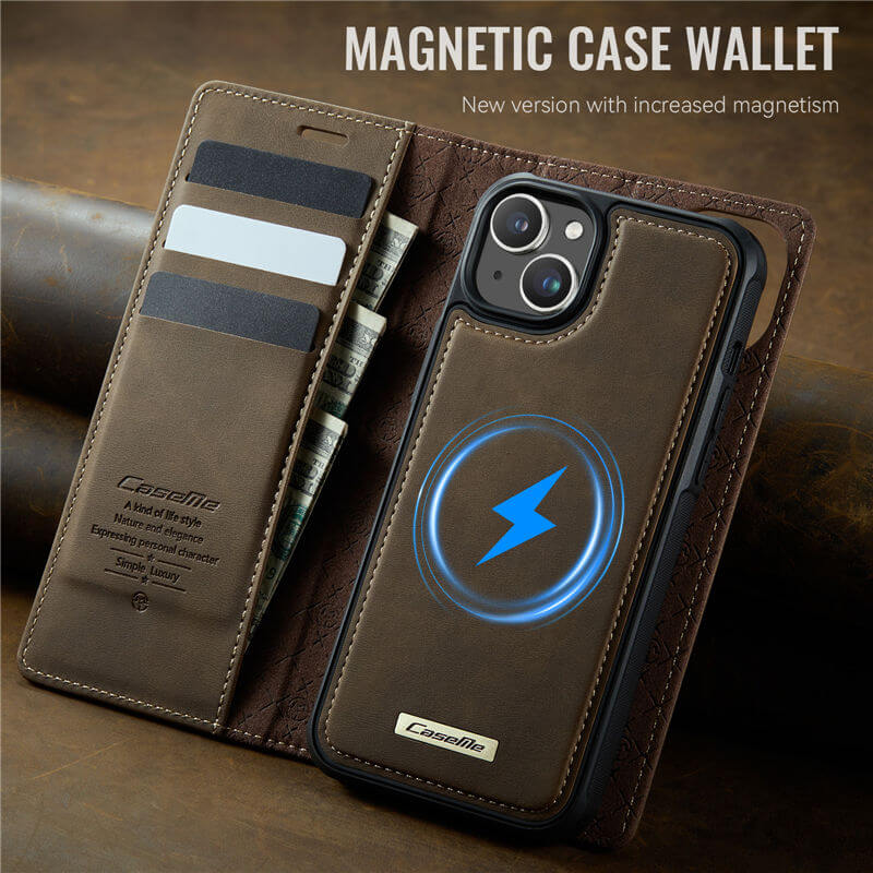 CaseMe iPhone 15 2-in-1 MagSafe Wallet Case with RFID Blocking