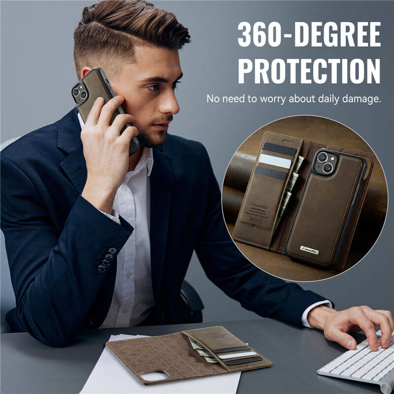 CaseMe iPhone 15 2-in-1 MagSafe Wallet Case with RFID Blocking