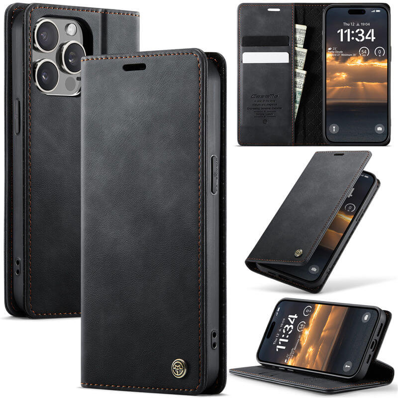 CaseMe iPhone 15 Pro Max Magnetic Wallet Case with RFID Blocking Black