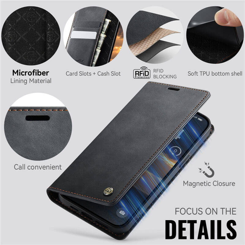 CaseMe iPhone 13 Pro Max Magnetic Wallet Case with RFID Blocking