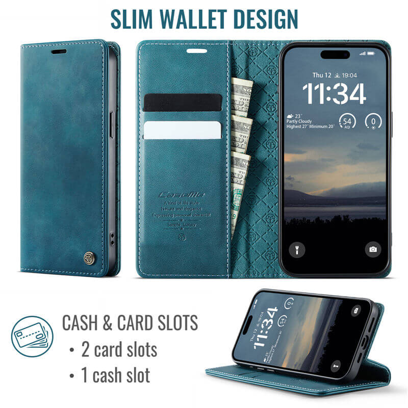 CaseMe iPhone 14 Pro Magnetic Wallet Case with RFID Blocking