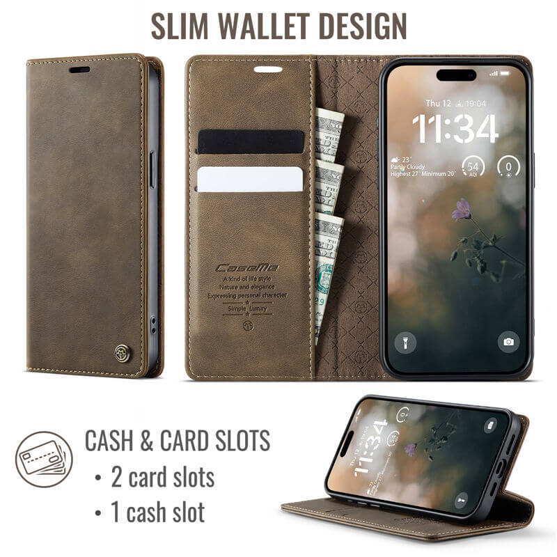 CaseMe iPhone 13 Pro Magnetic Wallet Case with RFID Blocking