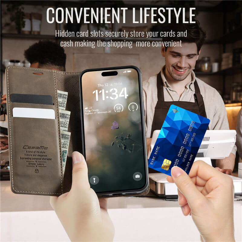 CaseMe iPhone 13 Pro Magnetic Wallet Case with RFID Blocking