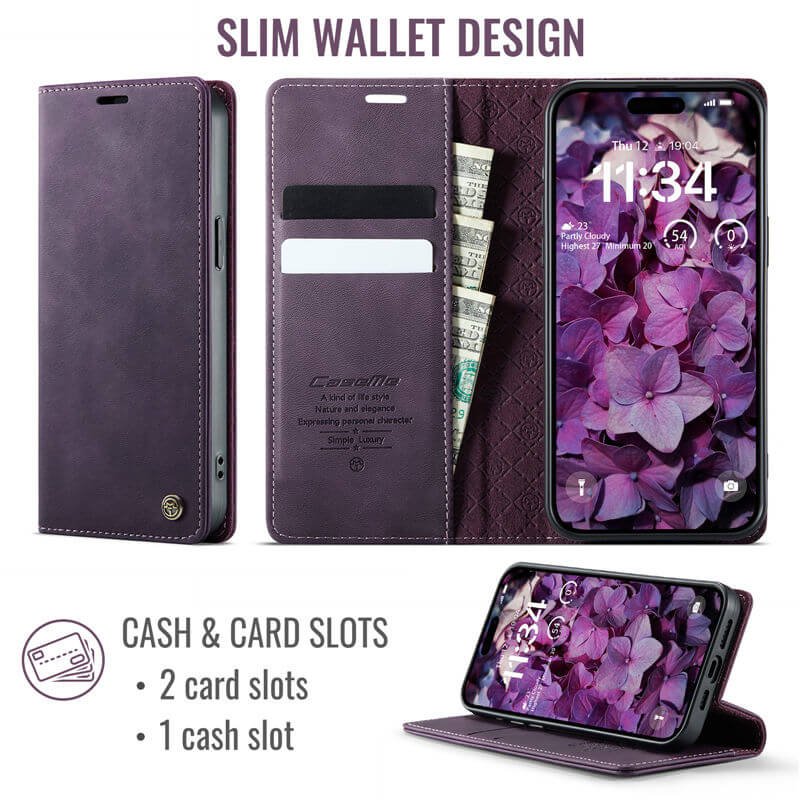 CaseMe iPhone 15 Pro Magnetic Wallet Case with RFID Blocking