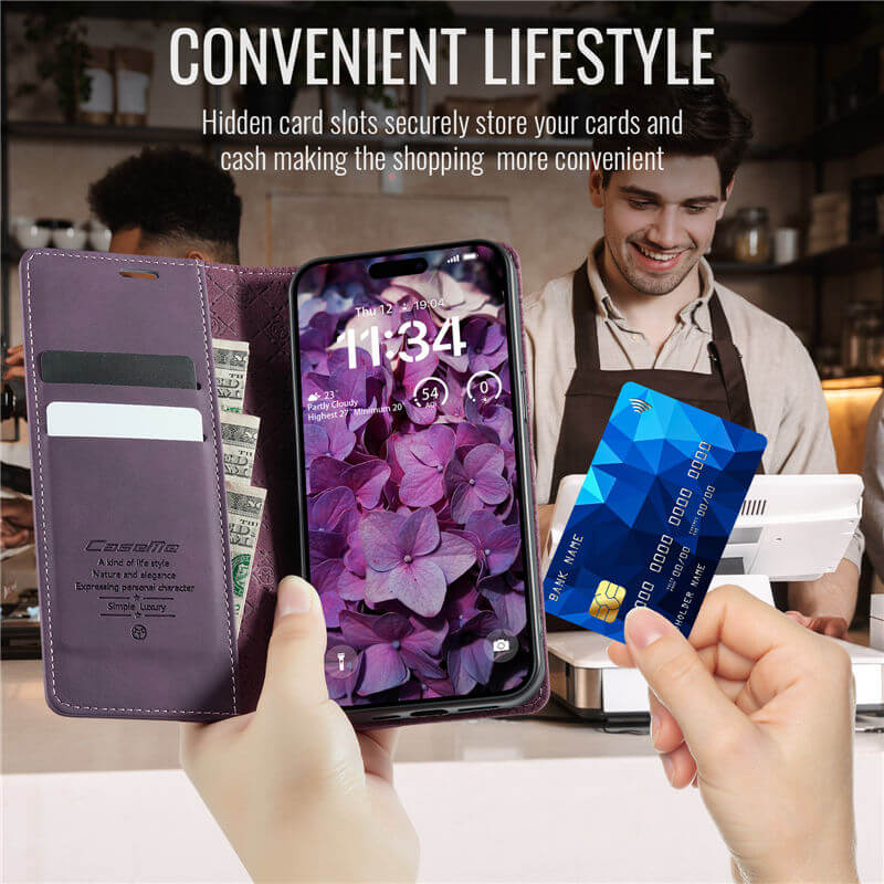 CaseMe iPhone 15 Pro Magnetic Wallet Case with RFID Blocking