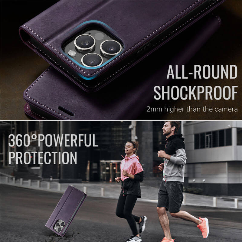 CaseMe iPhone 15 Pro Magnetic Wallet Case with RFID Blocking