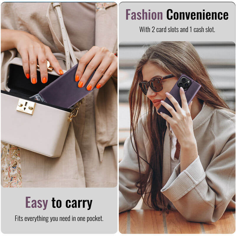 CaseMe iPhone 15 Pro Magnetic Wallet Case with RFID Blocking