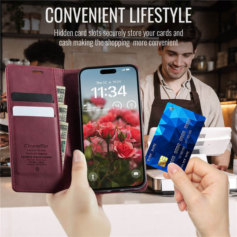 CaseMe iPhone 14 Pro Magnetic Wallet Case with RFID Blocking