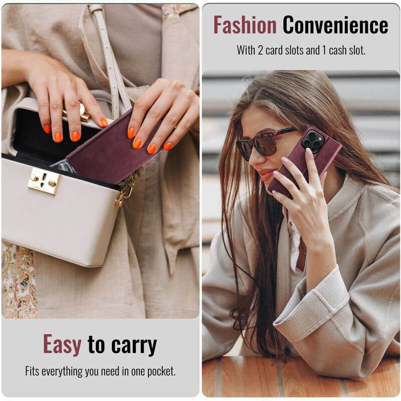 CaseMe iPhone 14 Pro Magnetic Wallet Case with RFID Blocking