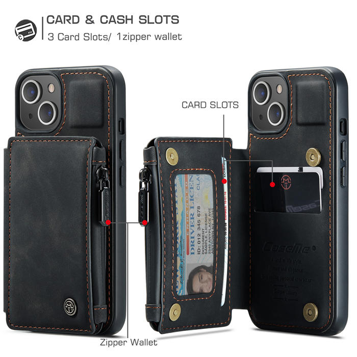 CaseMe iPhone 13 Wallet RFID Blocking Case Black