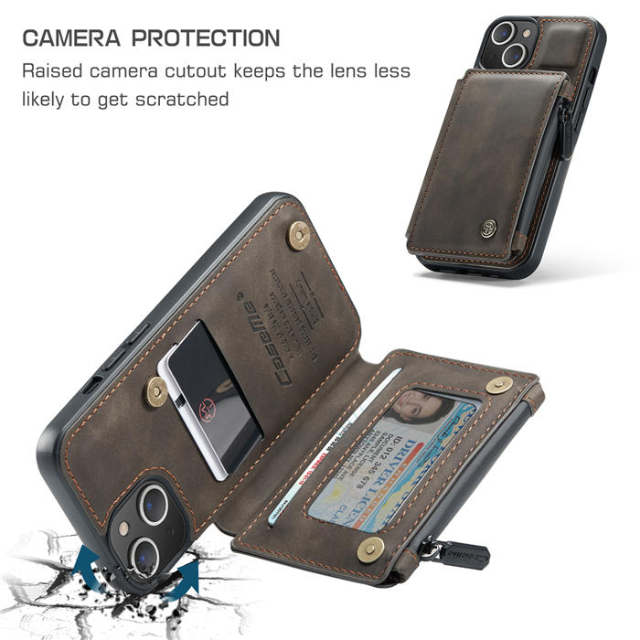 CaseMe iPhone 13 Wallet RFID Blocking Case Coffee