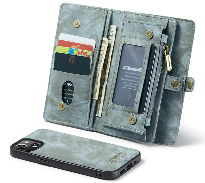 CaseMe iPhone 13 Mini Zipper Wallet Magnetic Detachable 2 in 1 Case