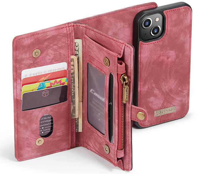 CaseMe iPhone 13 Mini Zipper Wallet Magnetic Detachable 2 in 1 Case