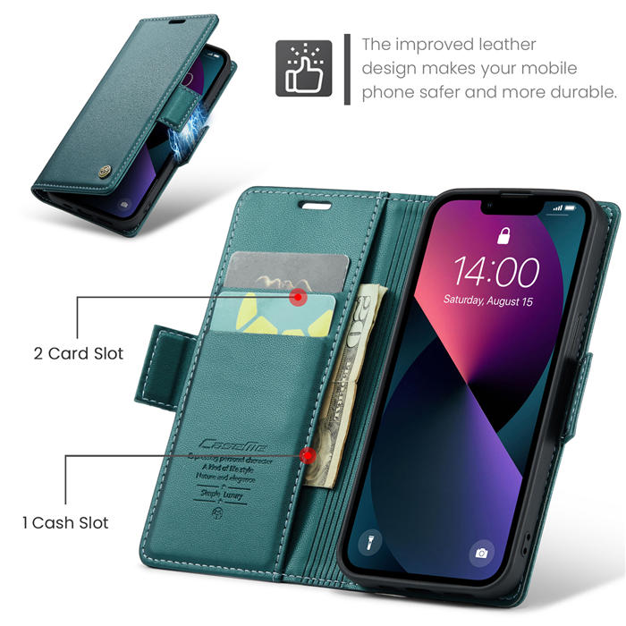 CaseMe iPhone 13 Mini Wallet RFID Blocking Magnetic Buckle Case