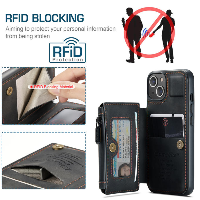 CaseMe iPhone 13 Mini Wallet RFID Blocking Case Black