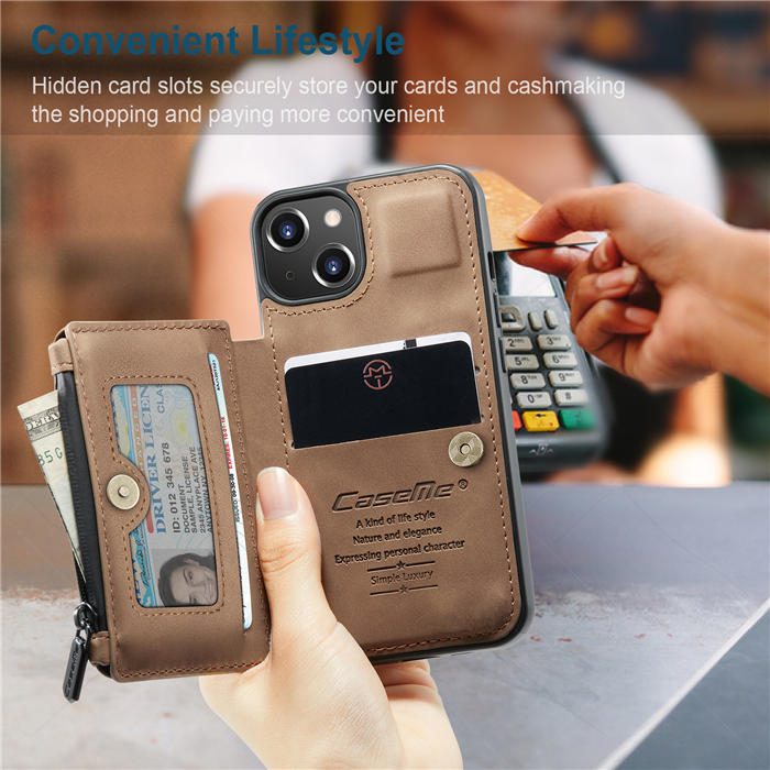 CaseMe iPhone 13 Mini Wallet RFID Blocking Case Brown