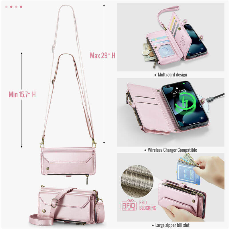 CaseMe iPhone 13 Mini Wallet RFID Blocking Crossbody Phone Case