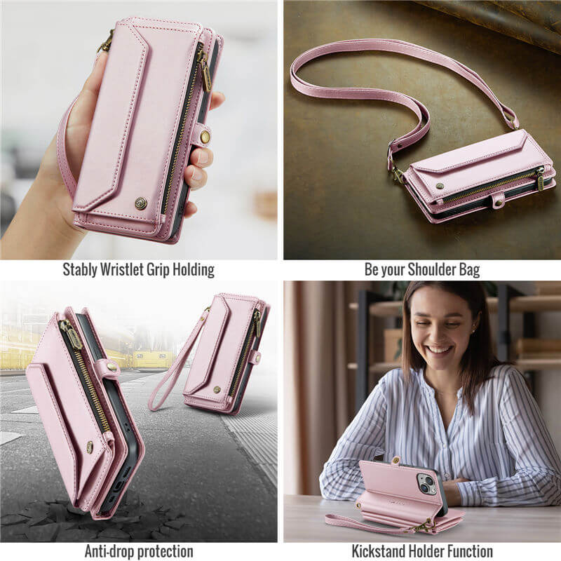 CaseMe iPhone 13 Mini Wallet RFID Blocking Crossbody Phone Case