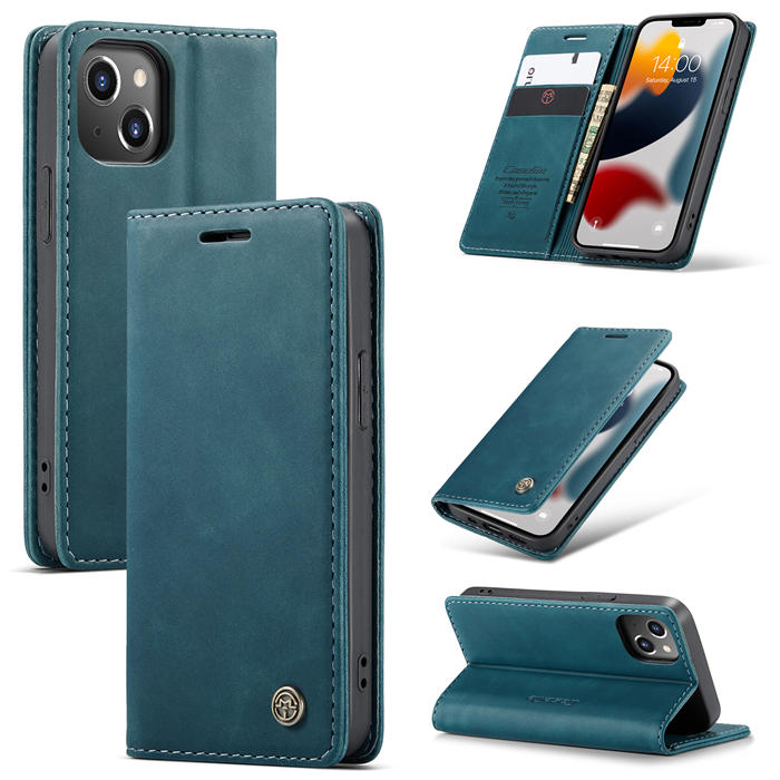 CaseMe iPhone 13 Mini Wallet Kickstand Magnetic Flip Case Blue - Click Image to Close