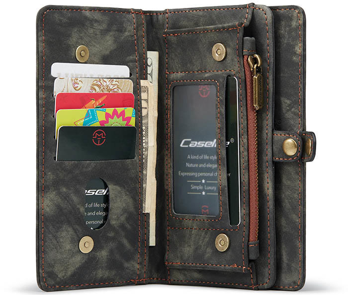 CaseMe iPhone 13 Pro Max Zipper Wallet Magnetic Detachable 2 in 1 Case