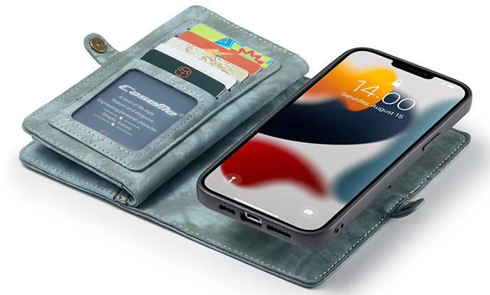 CaseMe iPhone 13 Pro Max Zipper Wallet Magnetic Detachable 2 in 1 Case