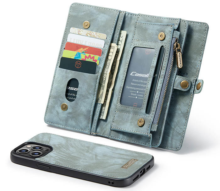 CaseMe iPhone 13 Pro Zipper Wallet Magnetic Detachable 2 in 1 Case