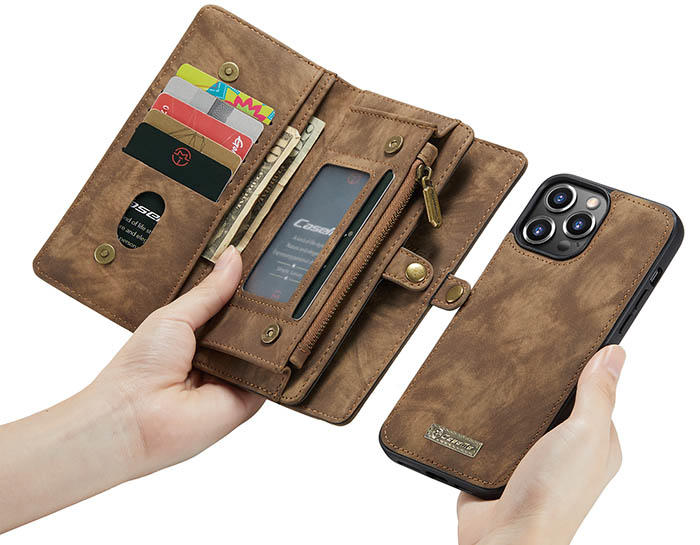 CaseMe iPhone 13 Pro Zipper Wallet Magnetic Detachable 2 in 1 Case