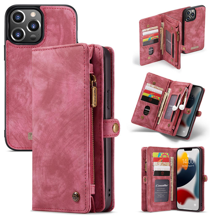 CaseMe iPhone 13 Pro Wallet Detachable 2 in 1 Case Red