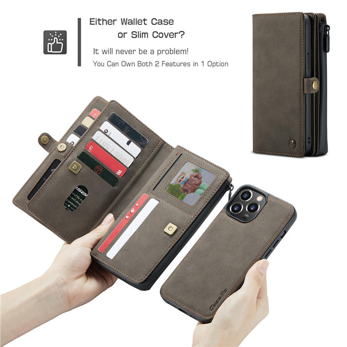 CaseMe iPhone 13 Pro Max Multi-Functional Wallet Case Coffee