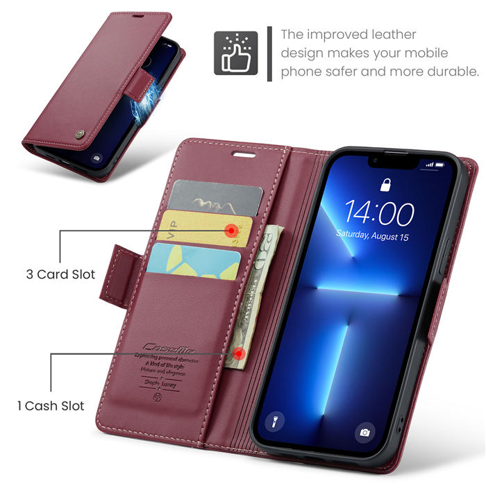 CaseMe iPhone 13 Pro Wallet RFID Blocking Magnetic Buckle Case