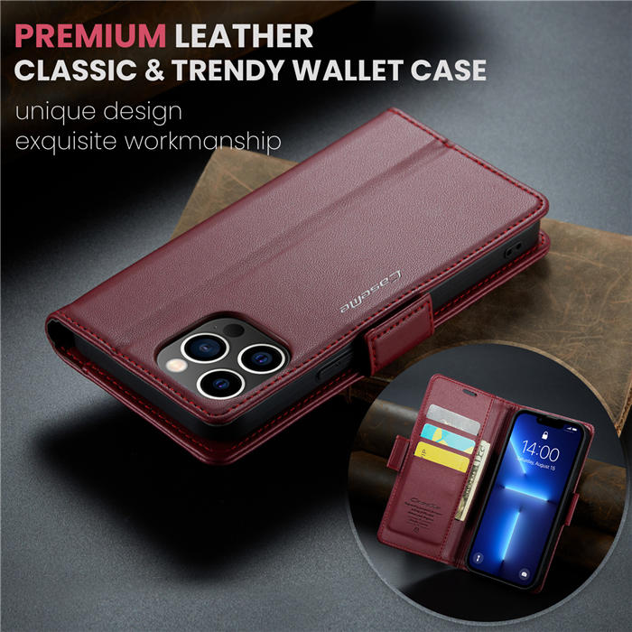 CaseMe iPhone 13 Pro Wallet RFID Blocking Magnetic Buckle Case