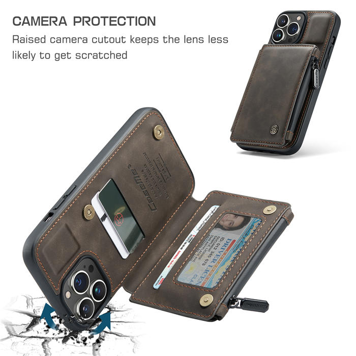 CaseMe iPhone 13 Pro Max Wallet RFID Blocking Case Coffee