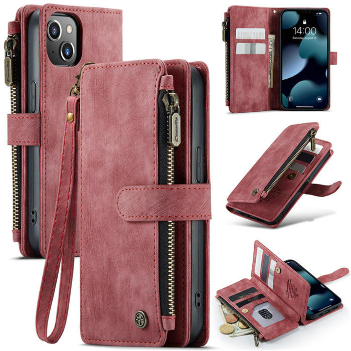 CaseMe iPhone 13 Zipper Wallet Magnetic Case Coffee