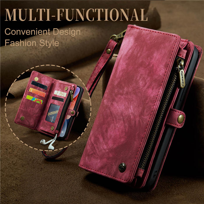 CaseMe iPhone 14 Plus Zipper Wallet Magnetic Detachable 2 in 1 Case