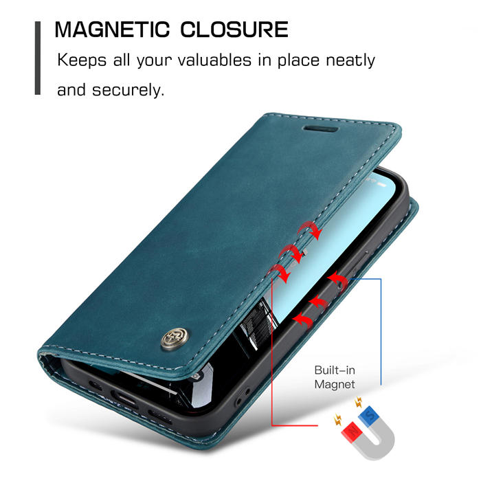 CaseMe iPhone 14 Pro Wallet Kickstand Magnetic Case Blue