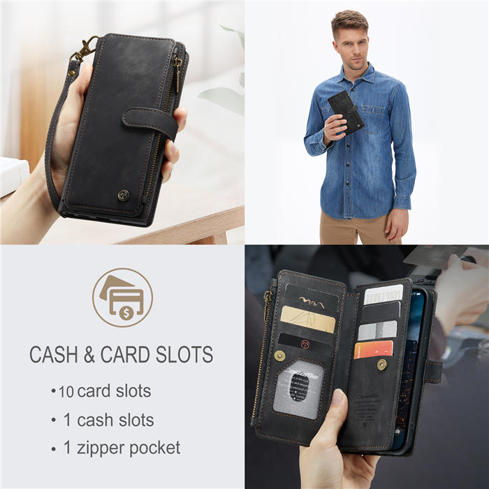 CaseMe Zipper Wallet Kickstand Case with Wrist Strap