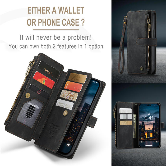 CaseMe Zipper Wallet Kickstand Case with Wrist Strap