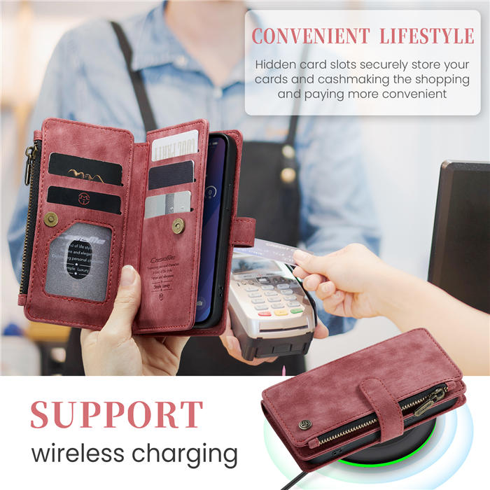 CaseMe iPhone 15 Wallet kickstand Case with Wrist Strap