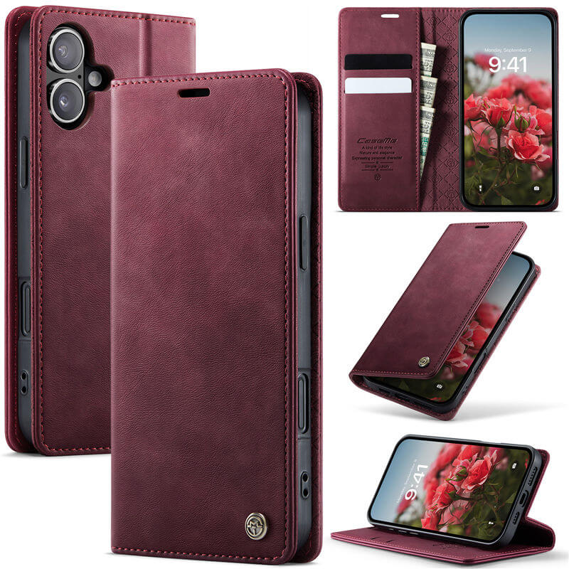 CaseMe iPhone 16 Magnetic Wallet Case with RFID Protection Red